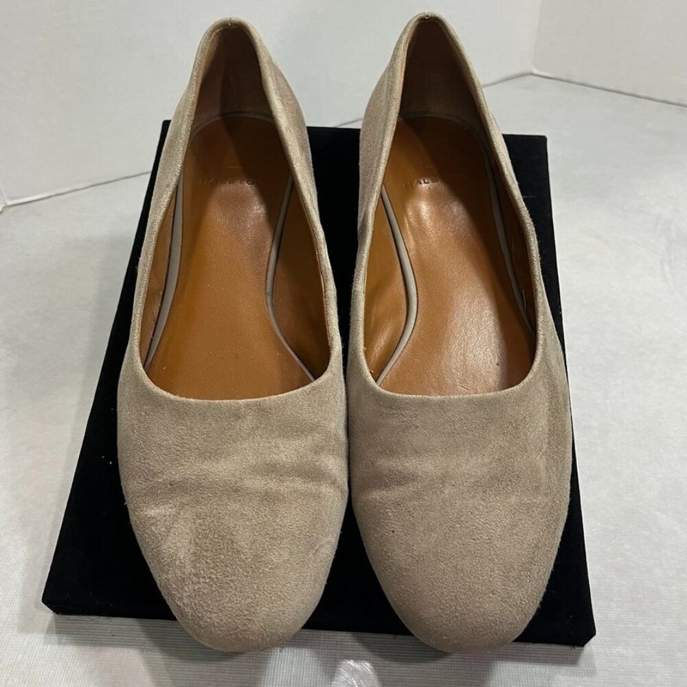 H by Halston Linda Suede Leather Ballet Flats Taupe Beige Round Toe Women’s 7.5M